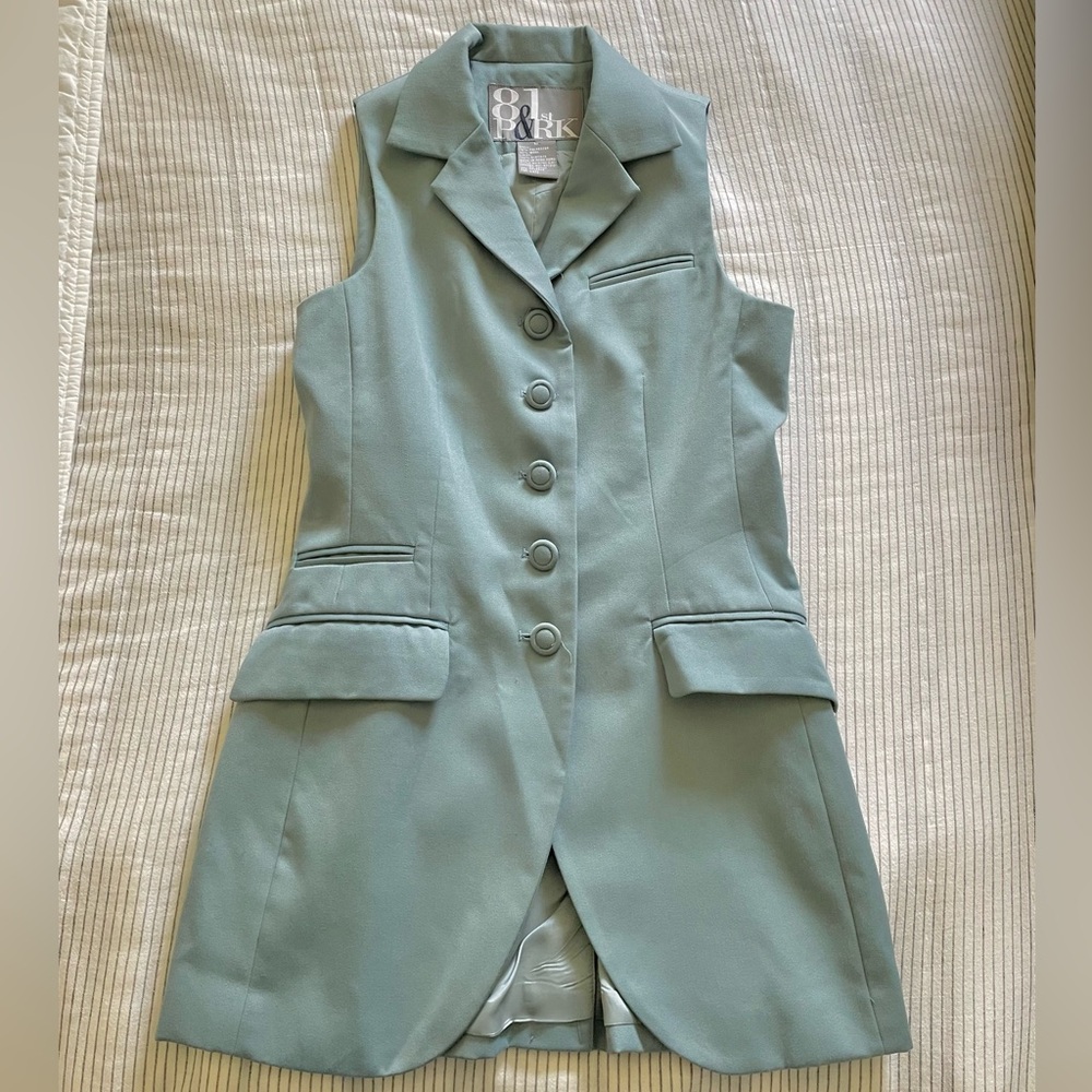 81st Park Sleeveless Blazer Vest - Aqua sea Blue
